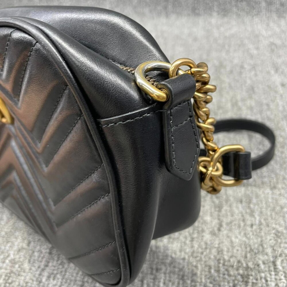 100% Authentic GUCCI Black Marmont Leather Shoulder Bag - Picture 6 of 14
